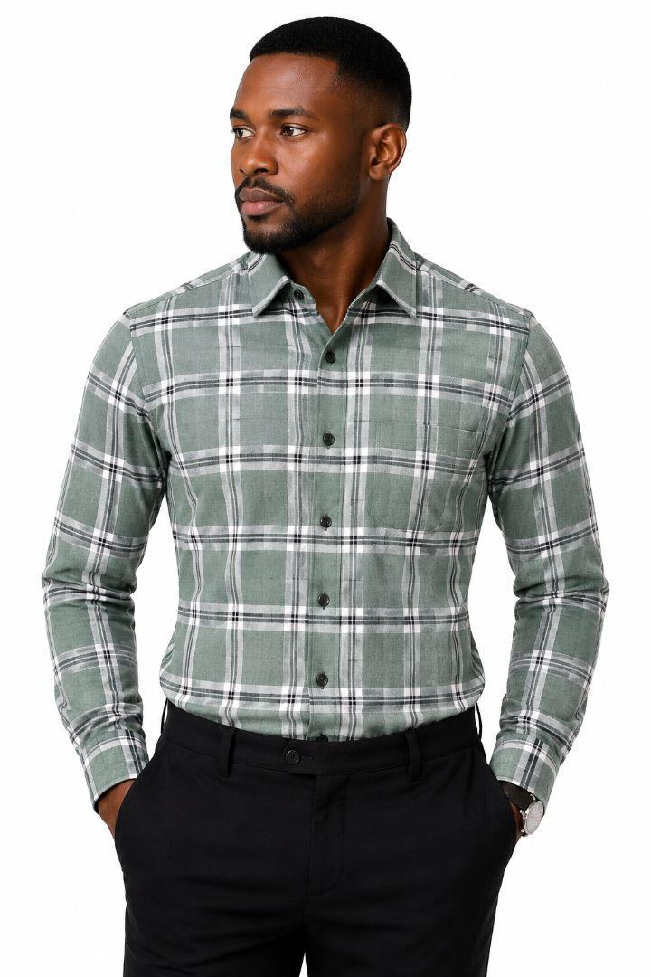 Premium Sage Green Plaid Suiting Fabric