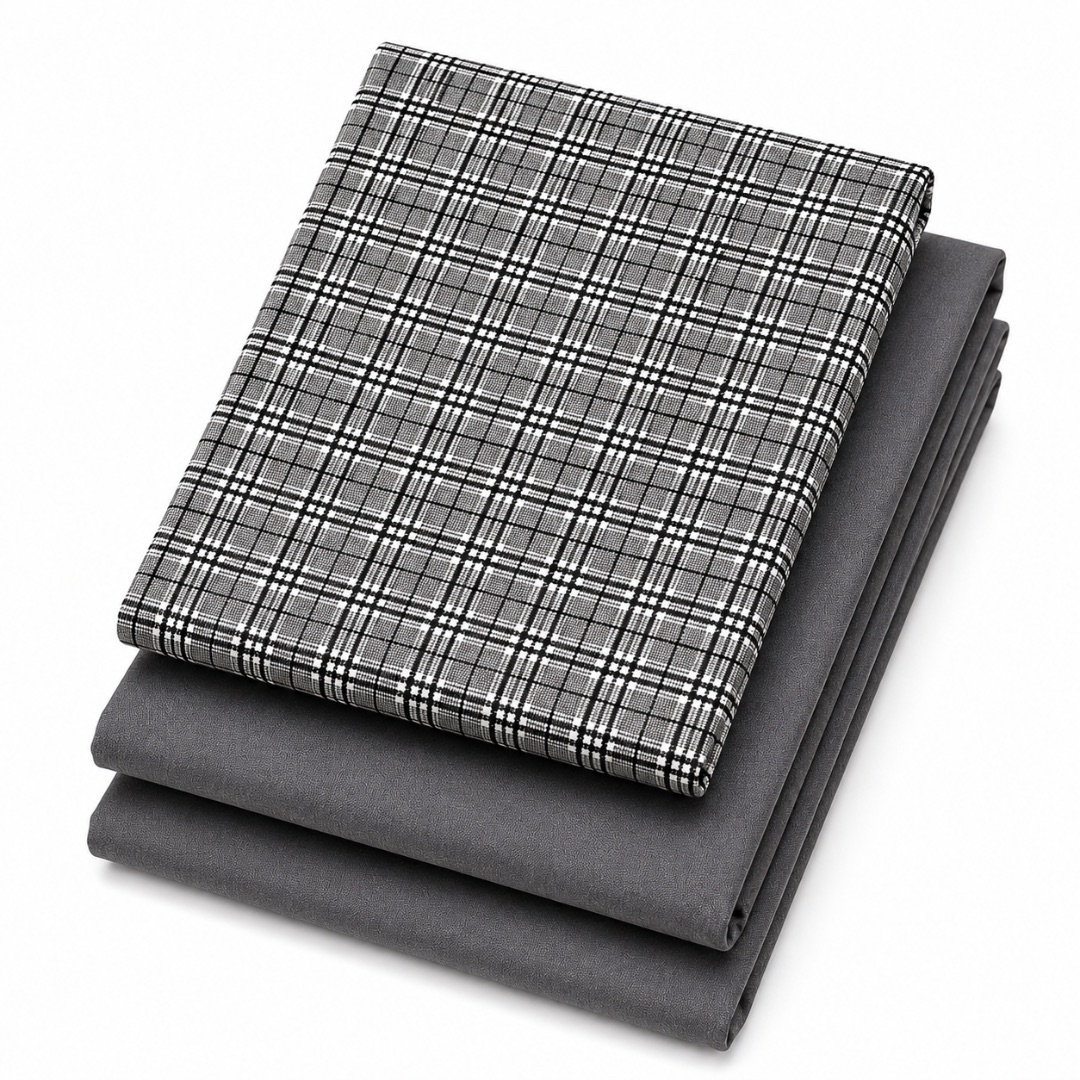 Premium Printed and Plain Crepe Fabric Set