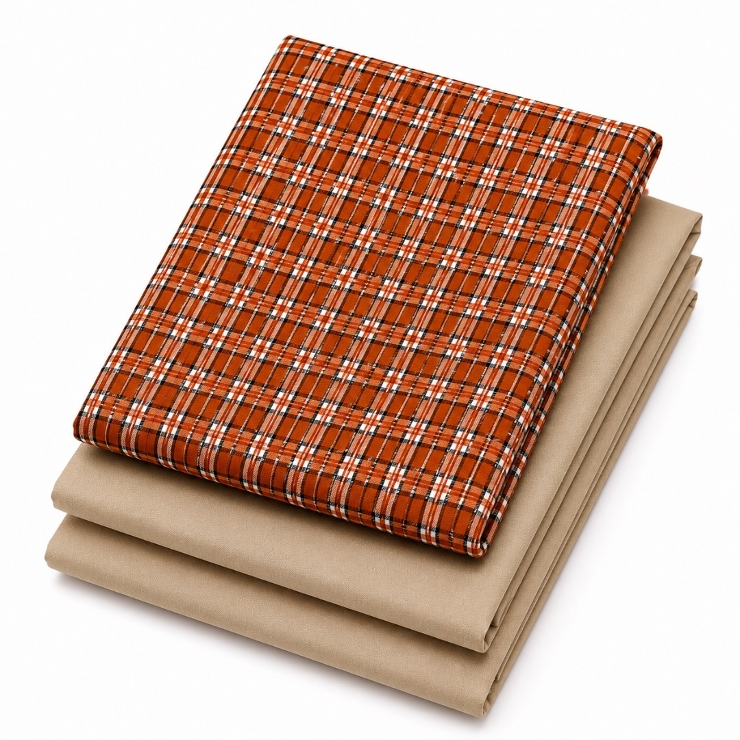 Premium Printed and Plain Crepe Fabric Set